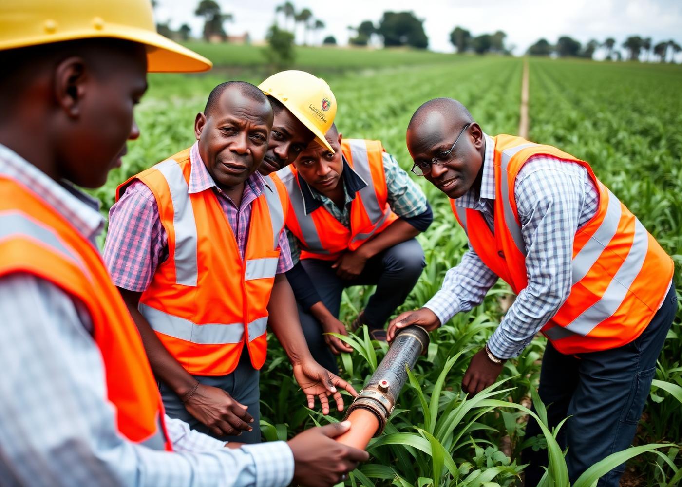 NIKKI PRODUCTION technical team assessing irrigation equipment